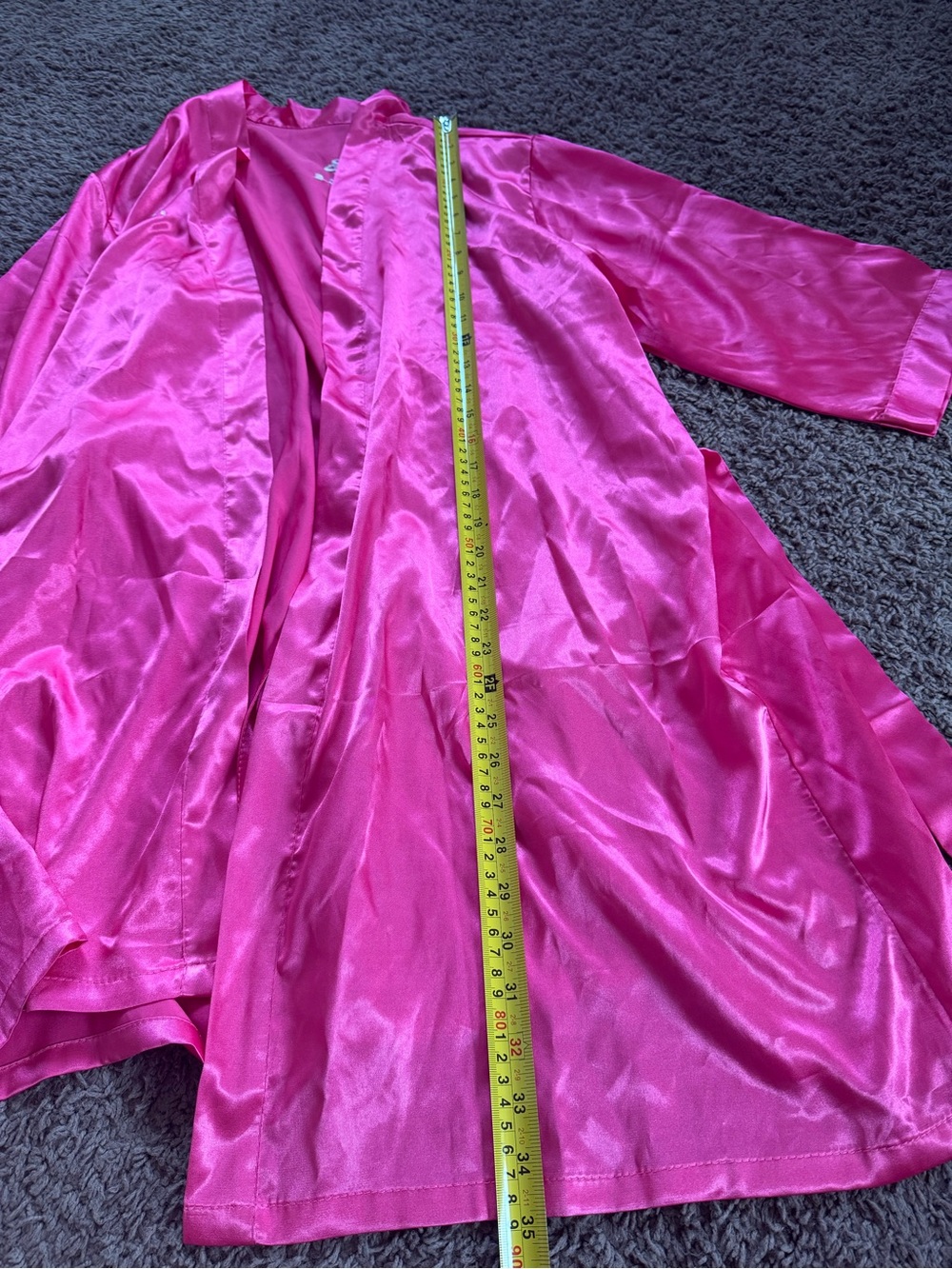 UNICE Pink Satin Kimono Robe Tie Closure 3/4 Sleeve Sleepwear S M L OS - Picture 7 of 7